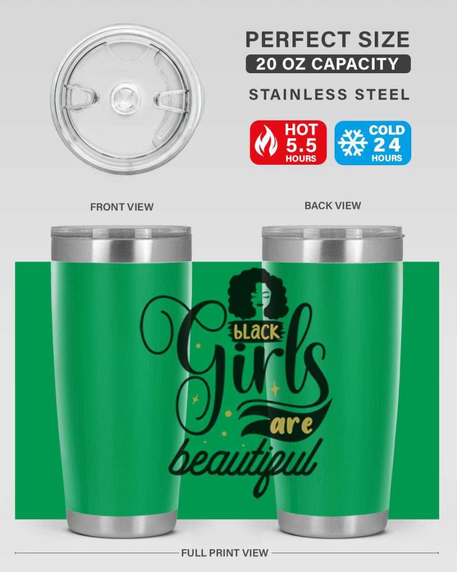 Black Girls Are Beautiful Style 58# Tumbler in stainless steel with vibrant design, perfect for hot and cold beverages.