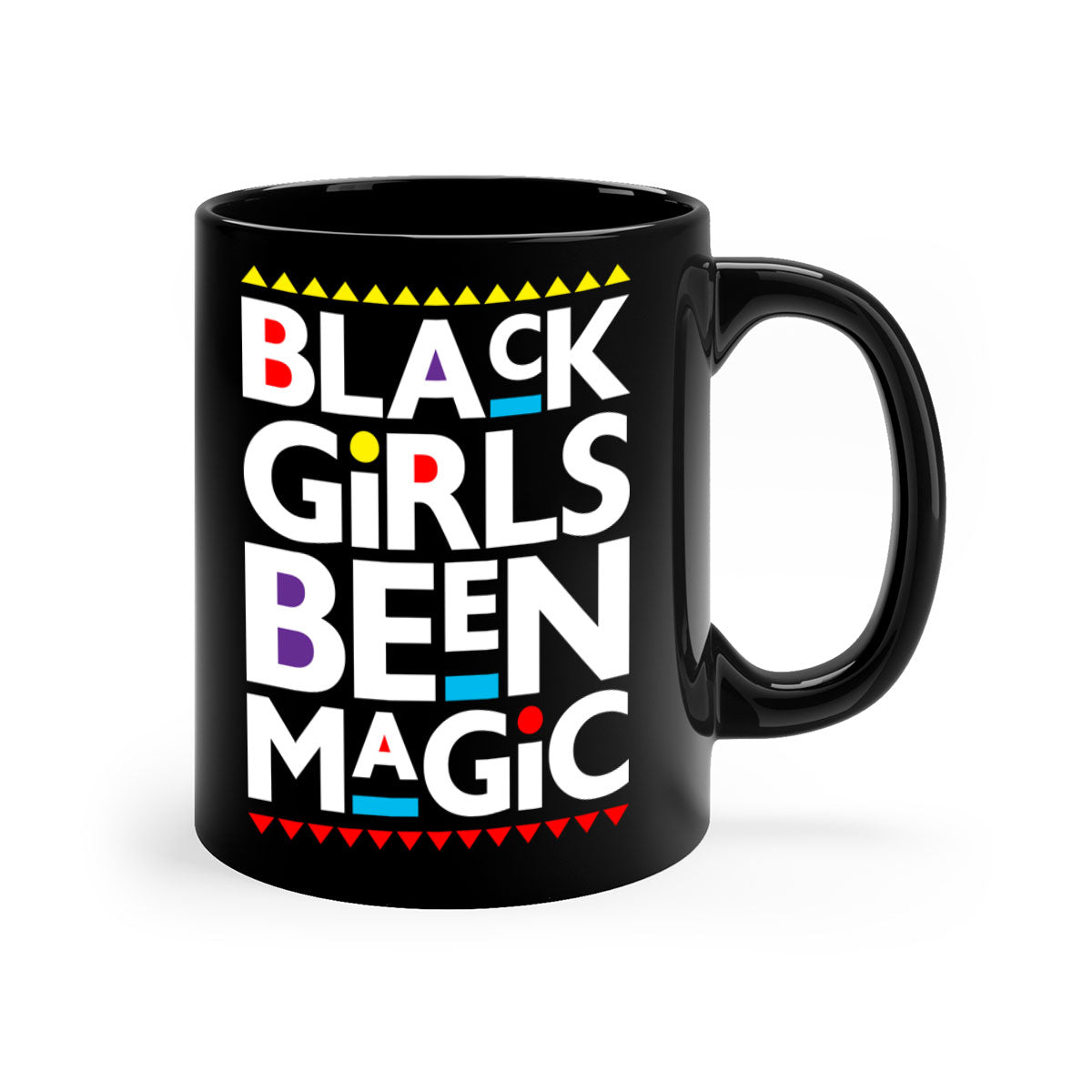 Black Girls Been Magic 243# Mug with colorful handle and interior, showcasing a glossy finish and stylish design.