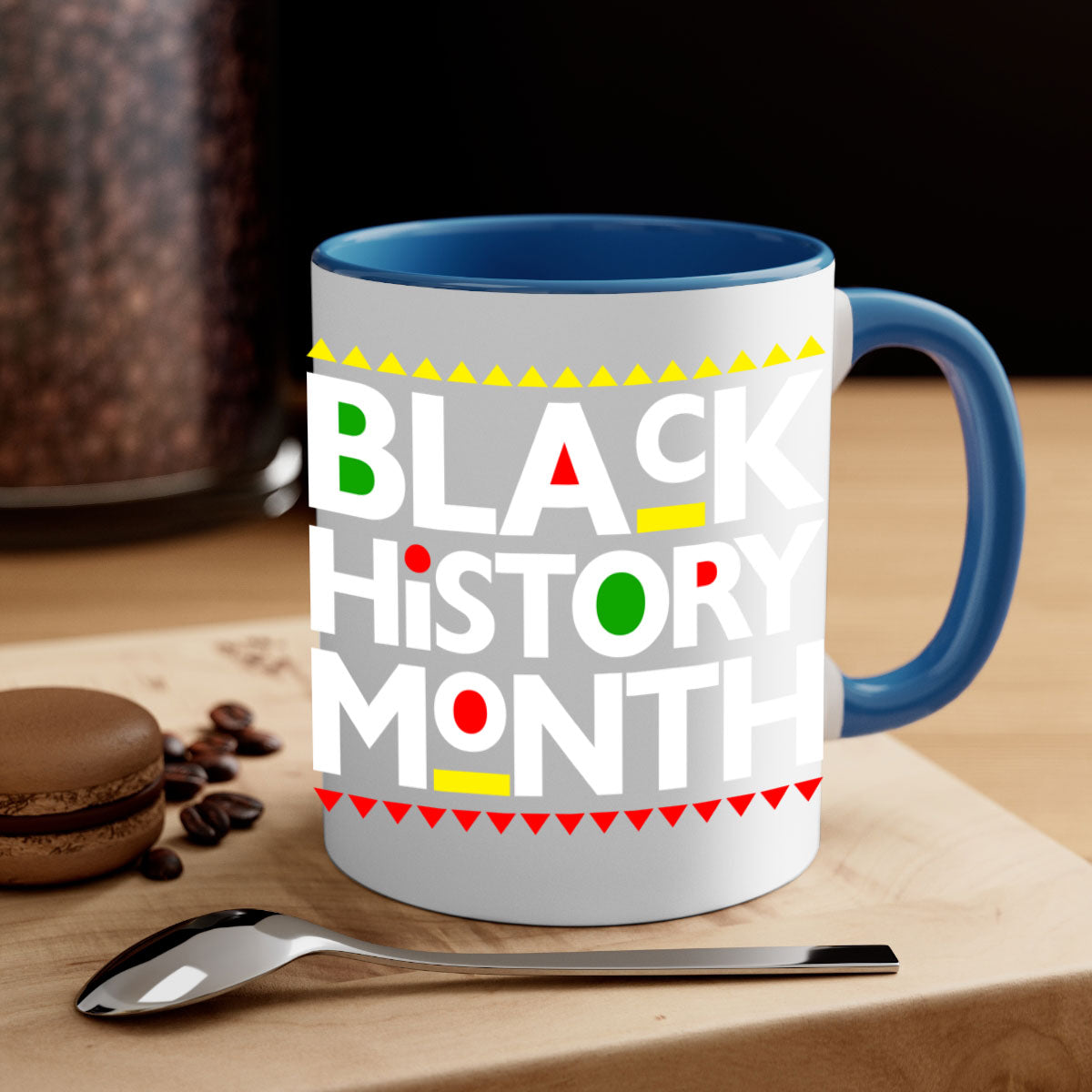 Black History Month 240# Mug with colored handle and glossy finish, available in multiple colors and sizes.