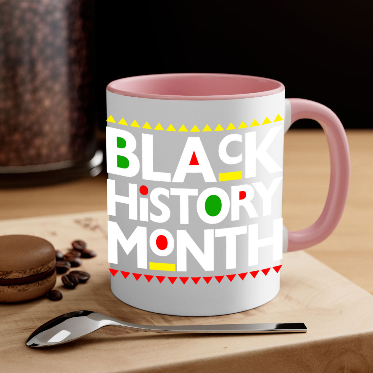 Black History Month 240# Mug with colored handle and glossy finish, available in multiple colors and sizes.