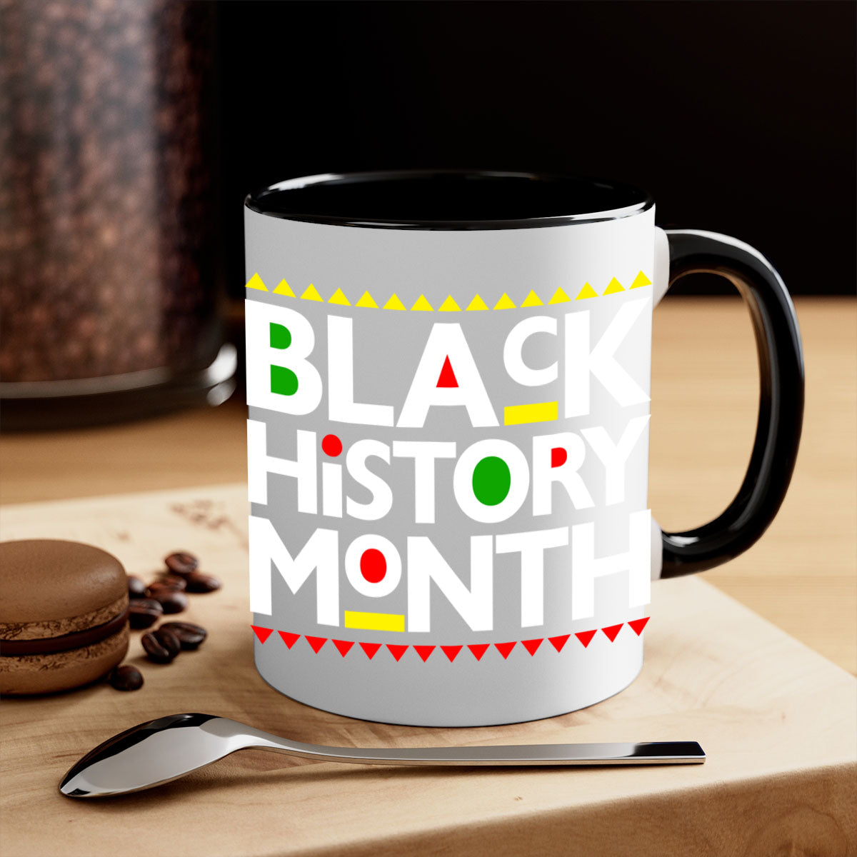 Black History Month 240# Mug with colored handle and glossy finish, available in multiple colors and sizes.