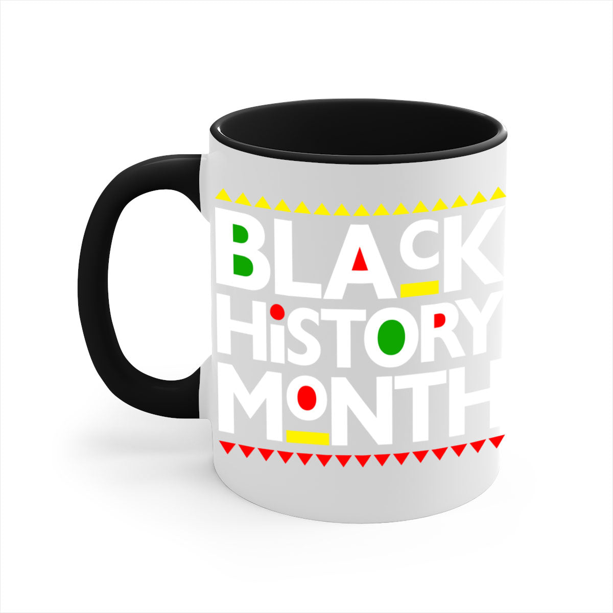 Black History Month 240# Mug with colored handle and glossy finish, available in multiple colors and sizes.