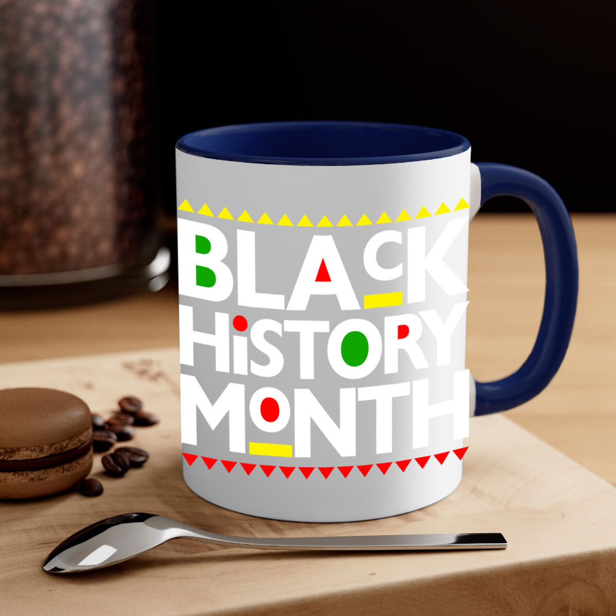 Black History Month 240# Mug with colored handle and glossy finish, available in multiple colors and sizes.