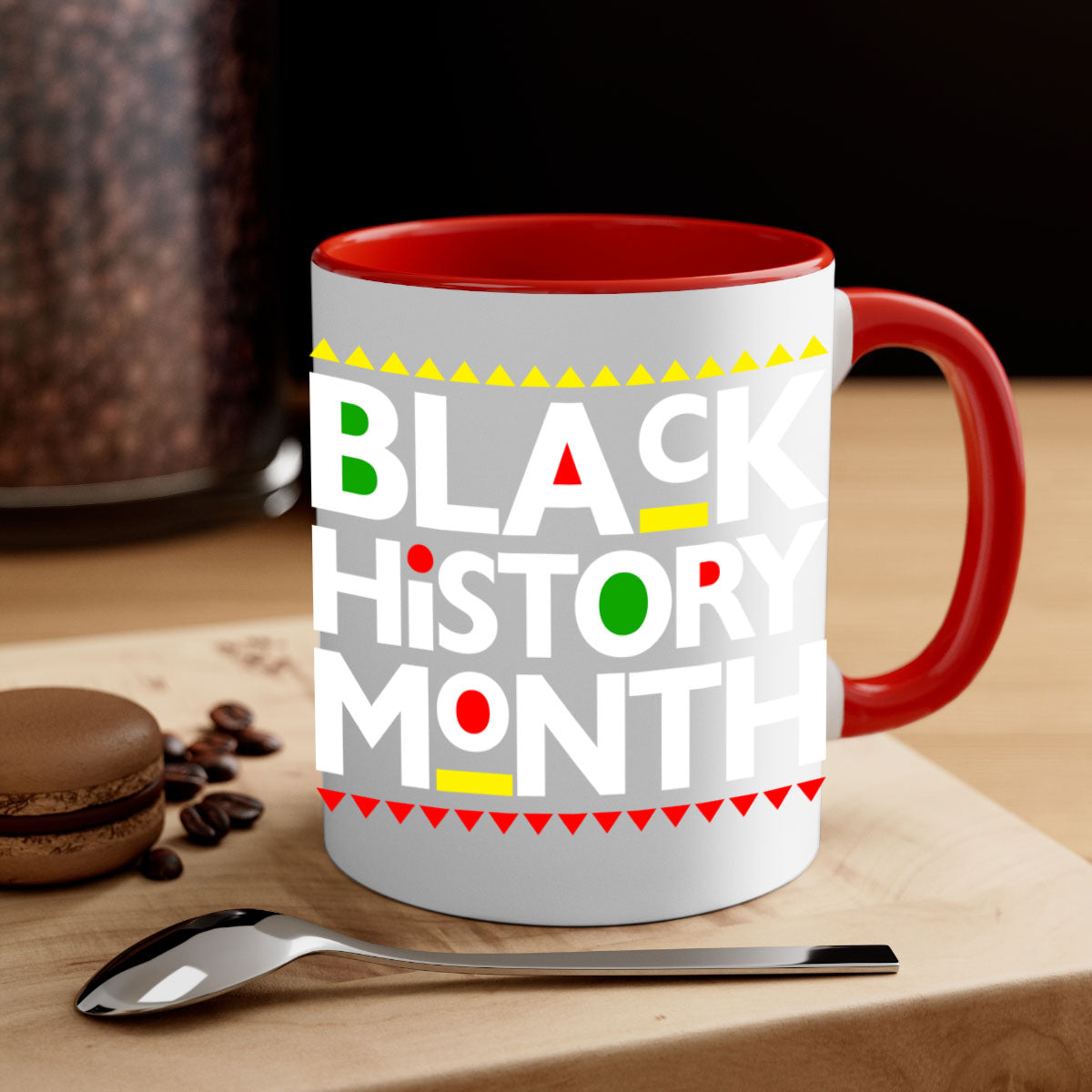 Black History Month 240# Mug with colored handle and glossy finish, available in multiple colors and sizes.
