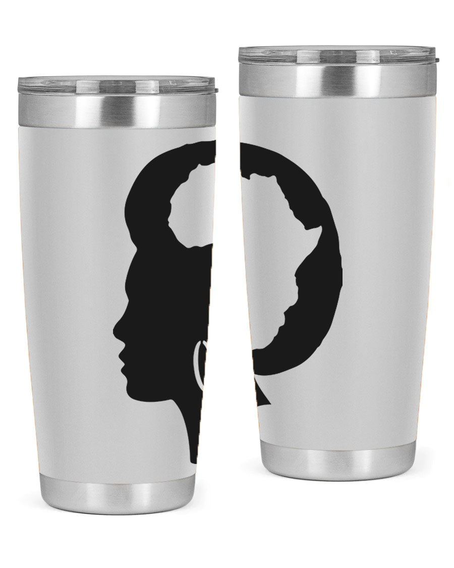 Black History Month Africa Coco and Banana 20oz and 30oz tumblers, featuring double wall vacuum stainless steel design with vibrant cultural prints.