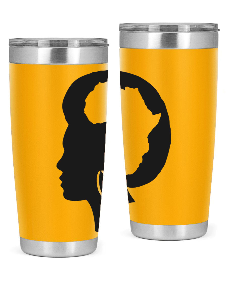 Black History Month Africa Coco and Banana 20oz and 30oz tumblers, featuring double wall vacuum stainless steel design with vibrant cultural prints.