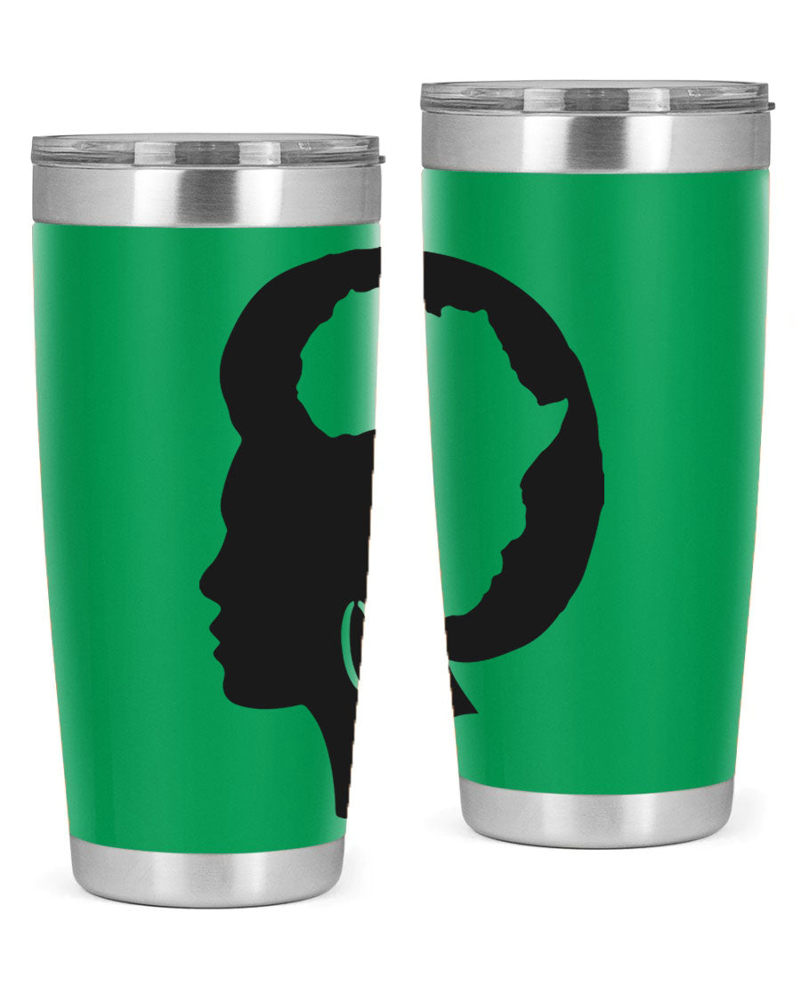 Black History Month Africa Coco and Banana 20oz and 30oz tumblers, featuring double wall vacuum stainless steel design with vibrant cultural prints.