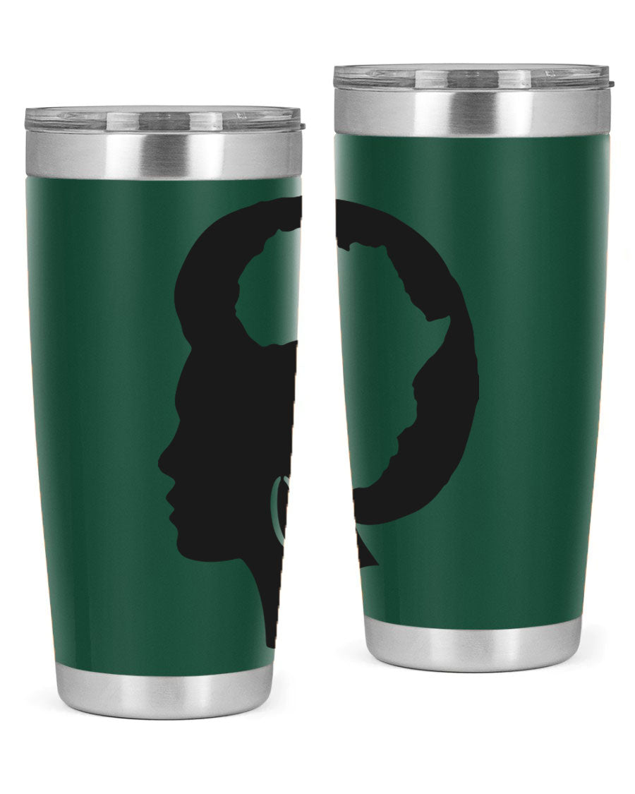 Black History Month Africa Coco and Banana 20oz and 30oz tumblers, featuring double wall vacuum stainless steel design with vibrant cultural prints.