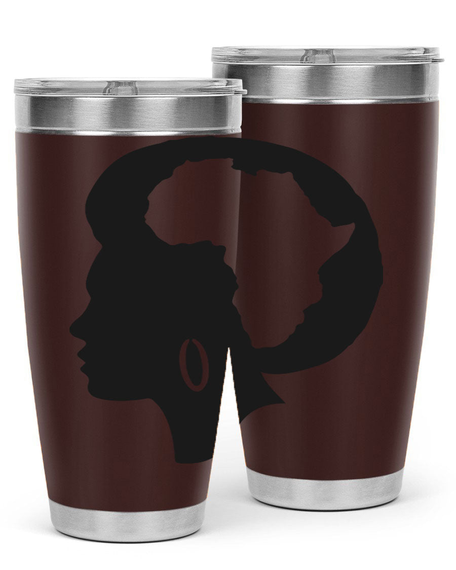 Black History Month Africa Coco and Banana 20oz and 30oz tumblers, featuring double wall vacuum stainless steel design with vibrant cultural prints.