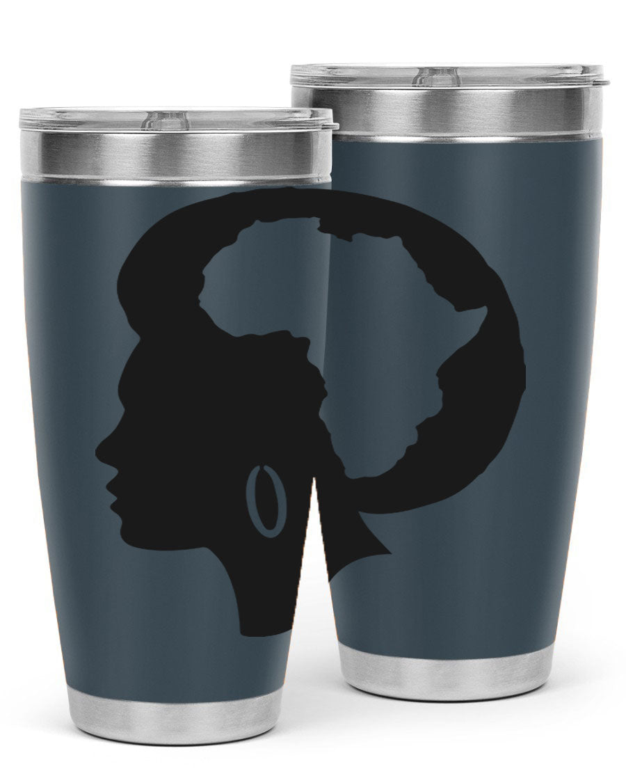 Black History Month Africa Coco and Banana 20oz and 30oz tumblers, featuring double wall vacuum stainless steel design with vibrant cultural prints.