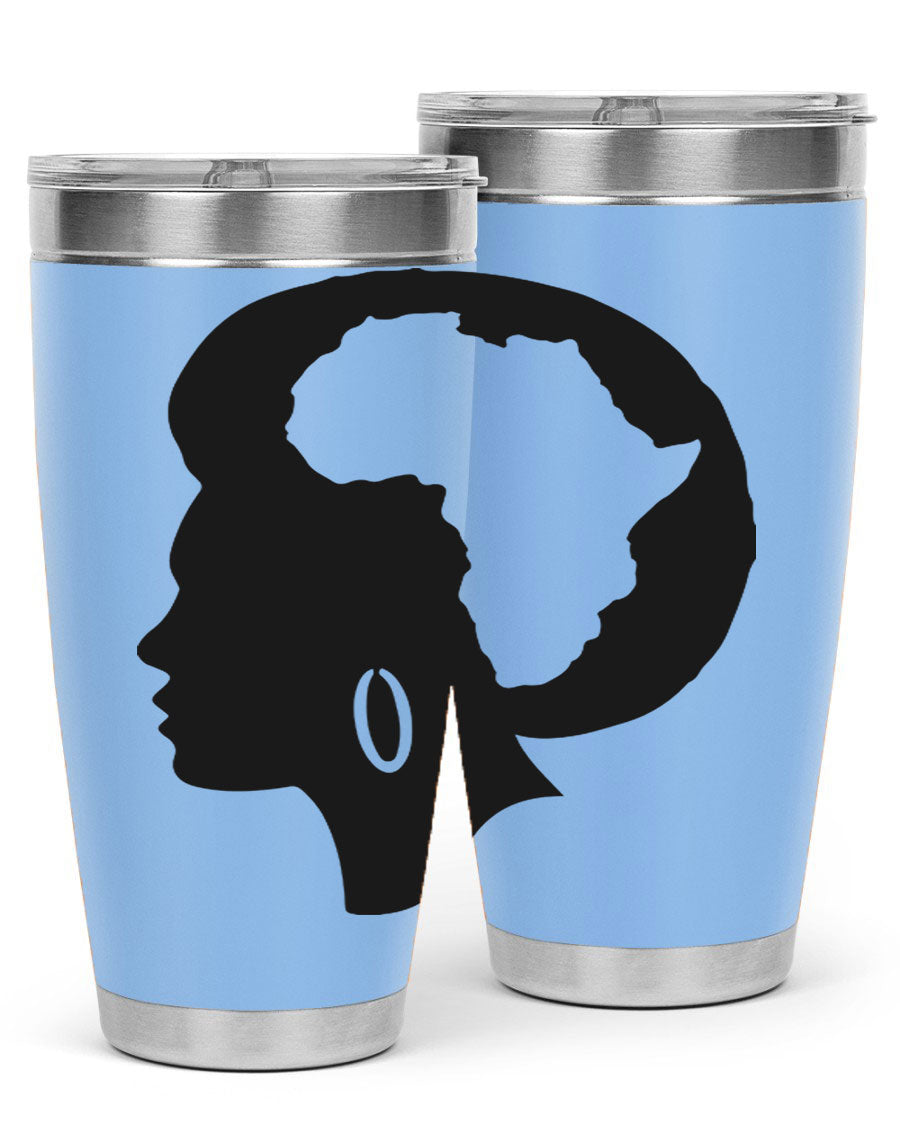 Black History Month Africa Coco and Banana 20oz and 30oz tumblers, featuring double wall vacuum stainless steel design with vibrant cultural prints.