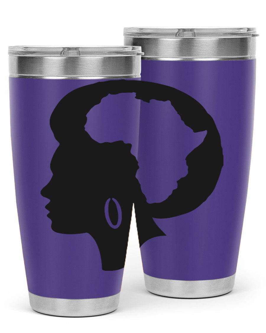Black History Month Africa Coco and Banana 20oz and 30oz tumblers, featuring double wall vacuum stainless steel design with vibrant cultural prints.