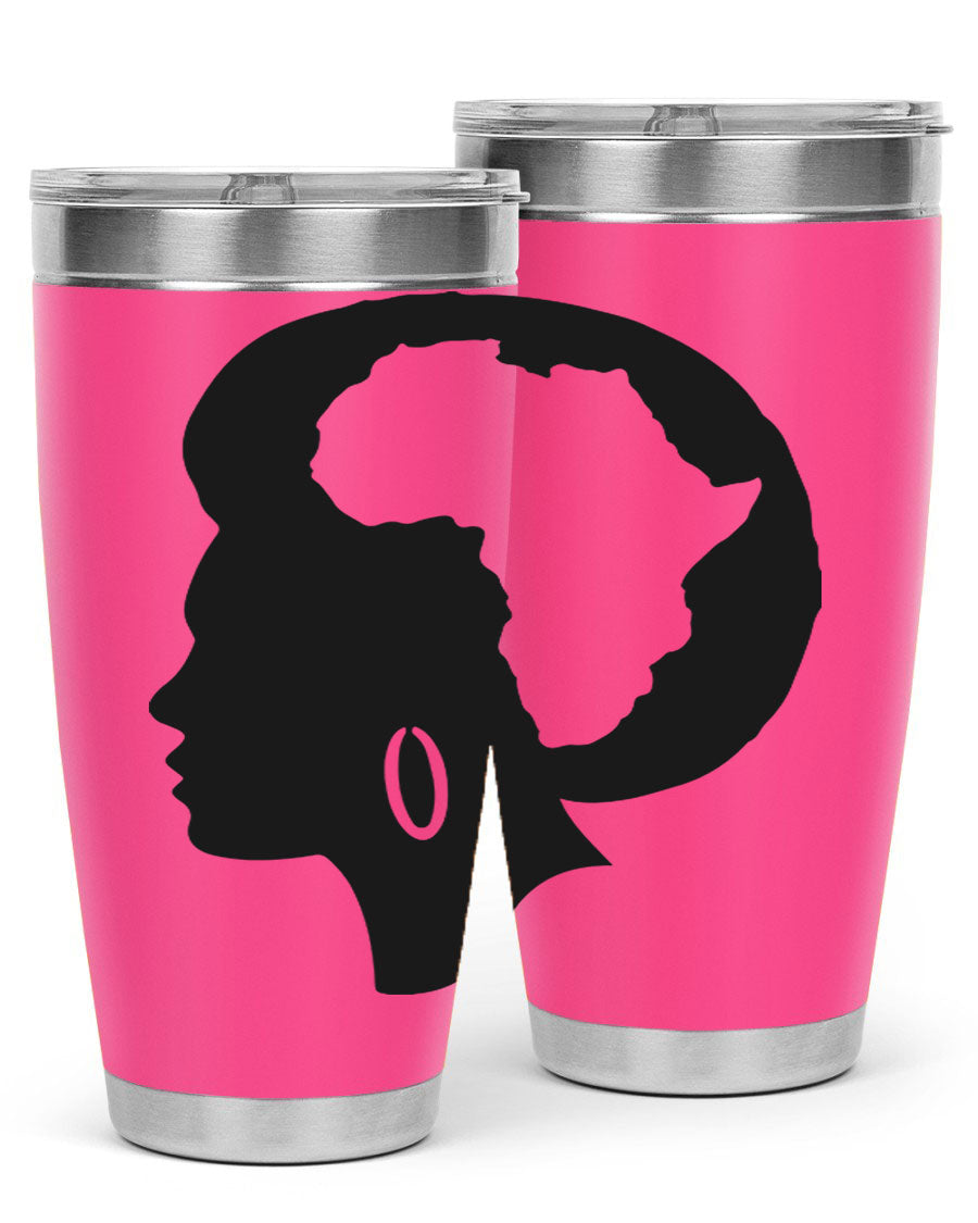 Black History Month Africa Coco and Banana 20oz and 30oz tumblers, featuring double wall vacuum stainless steel design with vibrant cultural prints.