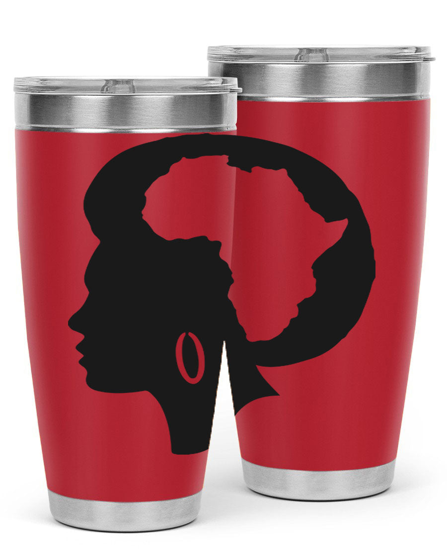 Black History Month Africa Coco and Banana 20oz and 30oz tumblers, featuring double wall vacuum stainless steel design with vibrant cultural prints.