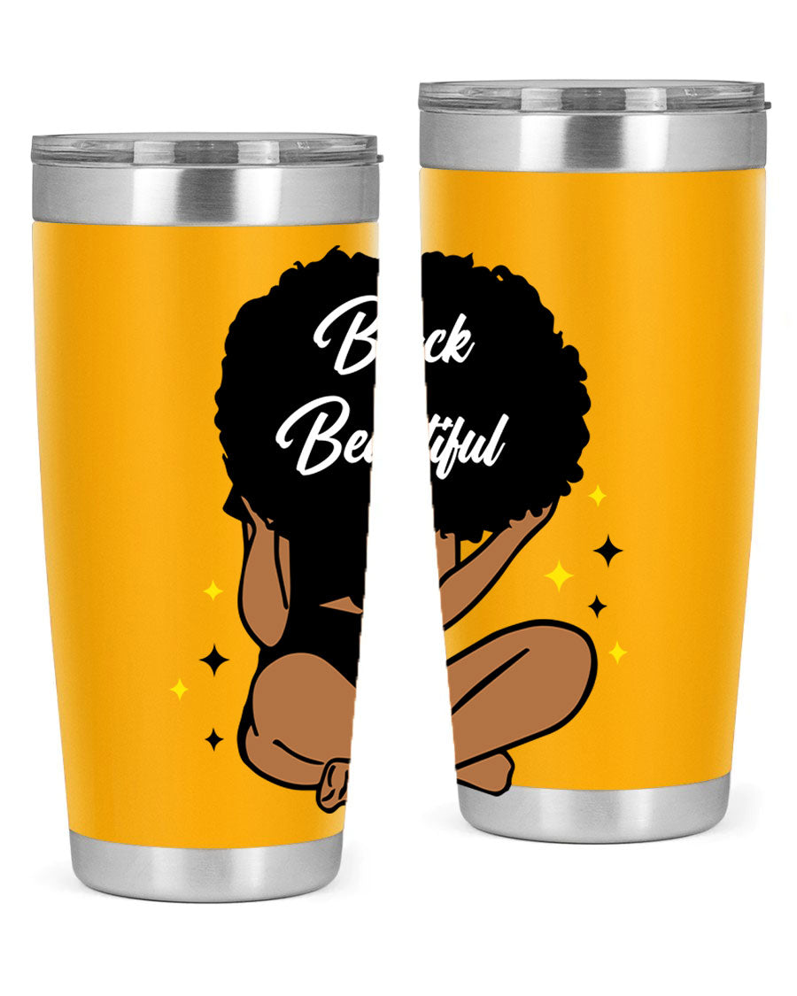 Black is Beautiful 14# Tumbler, 20oz, double wall vacuum stainless steel with a sleek black finish and drink-thru lid.