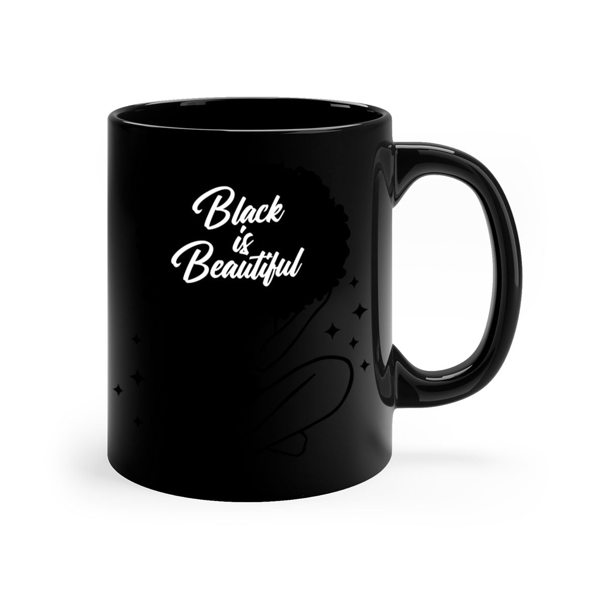 Black is Beautiful mug featuring a two-tone design with a colored handle and interior, showcasing a glossy finish.