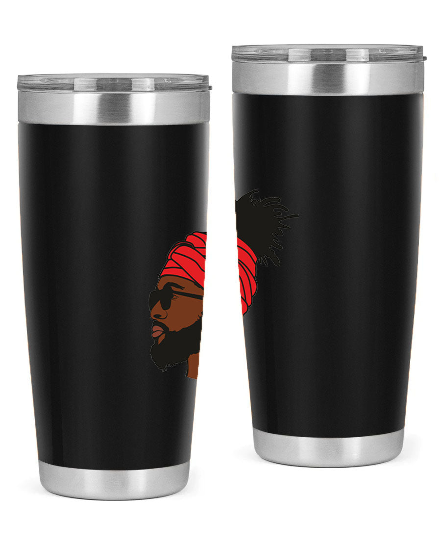 Black man 31# tumbler, 20oz double wall vacuum stainless steel with copper lining, featuring a drink-thru lid.