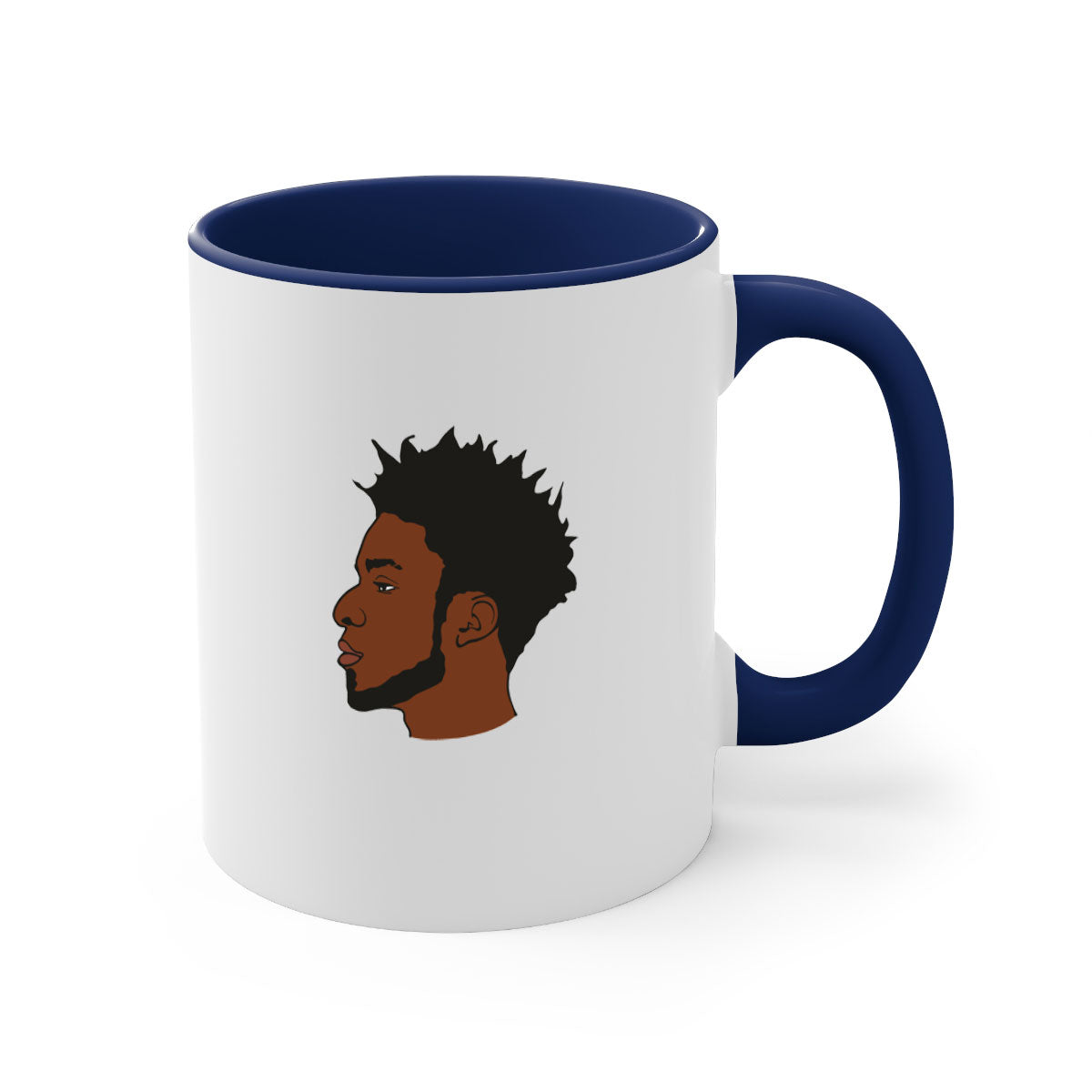 Black man 38_1# Mug featuring a glossy finish with a colored handle and interior, available in multiple colors and sizes.