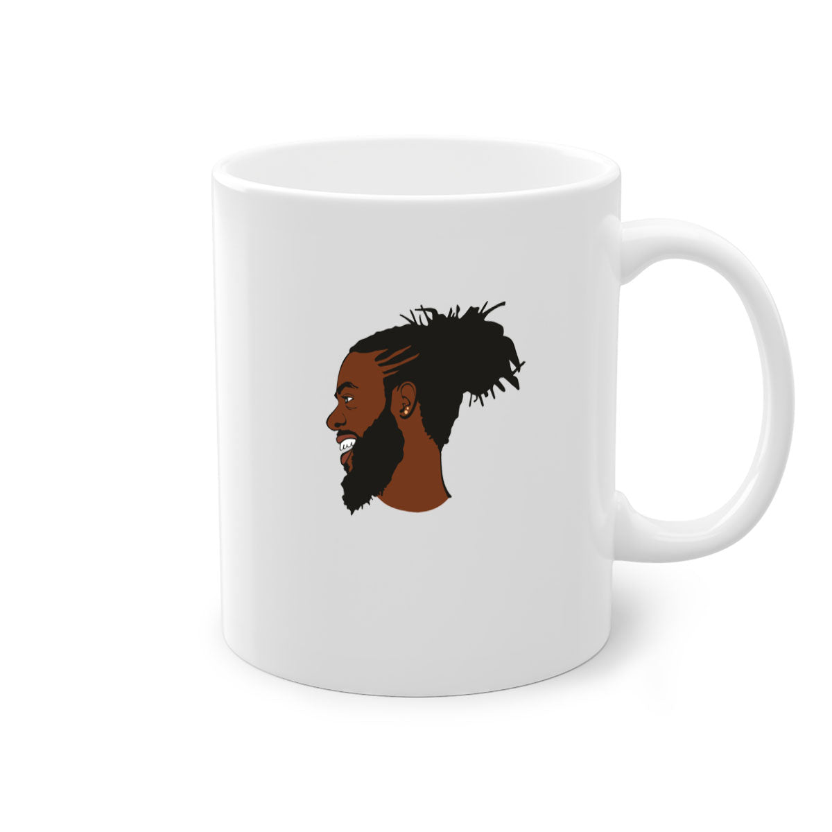 Black man 41# Mug featuring a glossy finish with a colored handle and interior, available in multiple colors and sizes.
