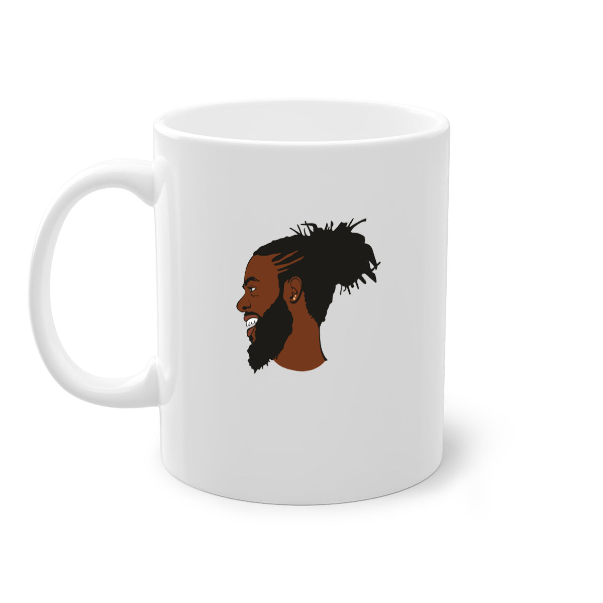Black man 41# Mug featuring a glossy finish with a colored handle and interior, available in multiple colors and sizes.