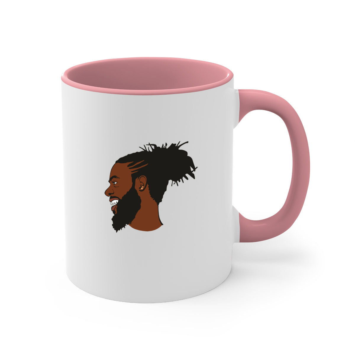 Black man 41# Mug featuring a glossy finish with a colored handle and interior, available in multiple colors and sizes.