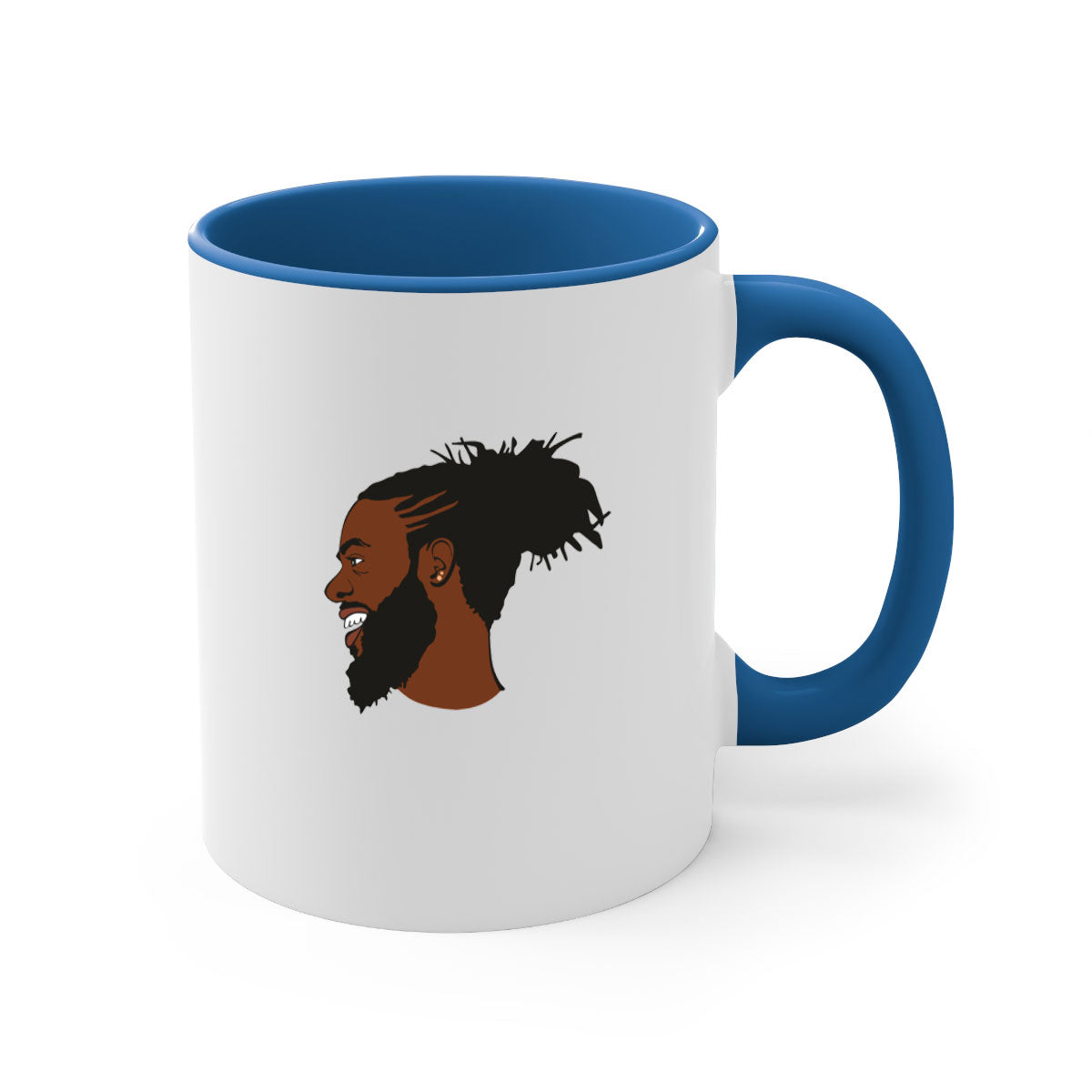 Black man 41# Mug featuring a glossy finish with a colored handle and interior, available in multiple colors and sizes.