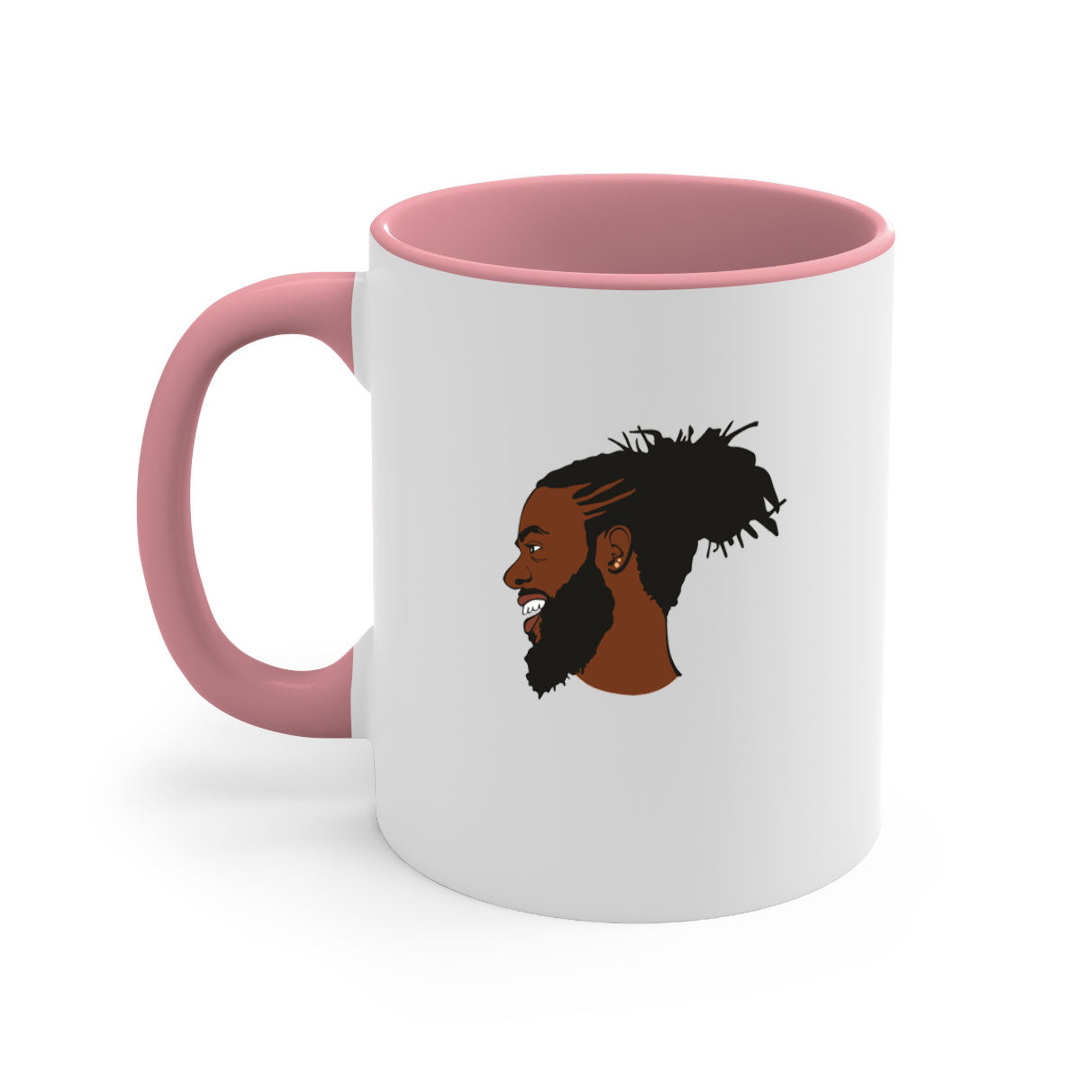 Black man 41# Mug featuring a glossy finish with a colored handle and interior, available in multiple colors and sizes.