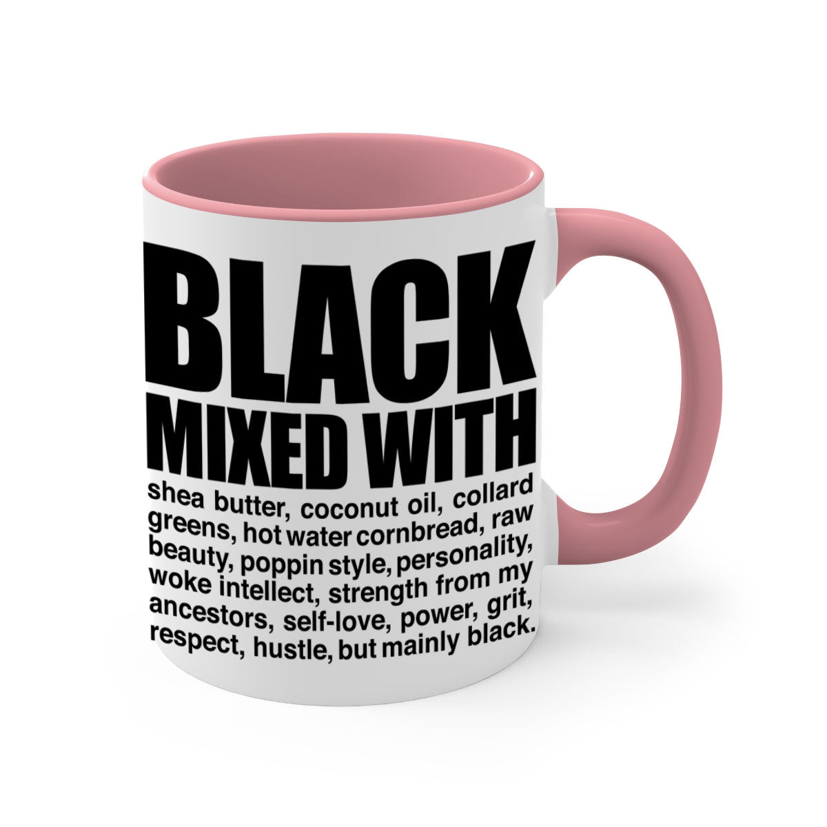 Black mixed with 227# Mug featuring a glossy finish, colored handle, and interior, available in two sizes.