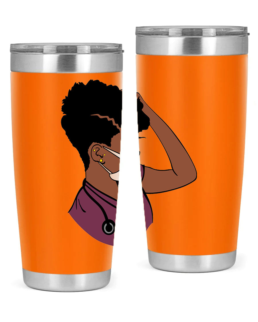 Black Nurse Tumbler featuring double wall vacuum stainless steel design, perfect for hot and cold beverages.
