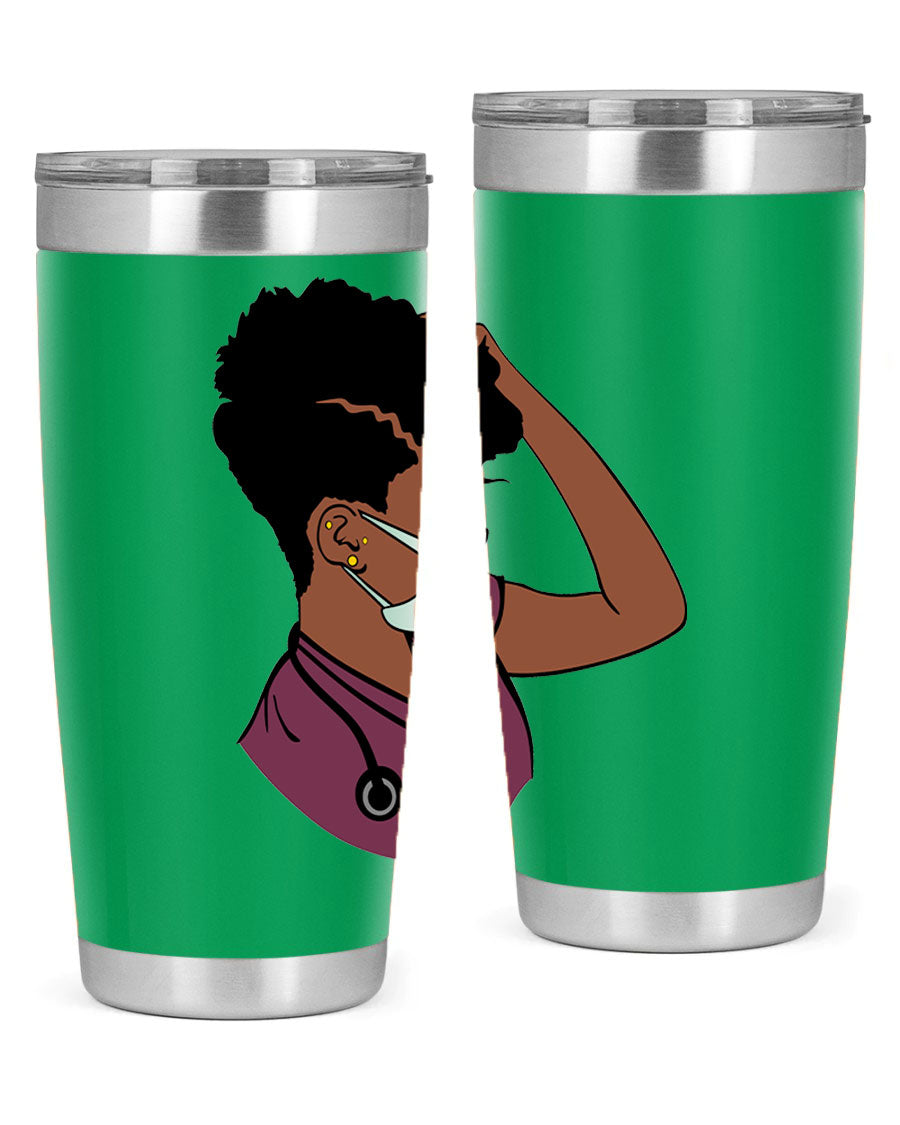 Black Nurse Tumbler featuring double wall vacuum stainless steel design, perfect for hot and cold beverages.