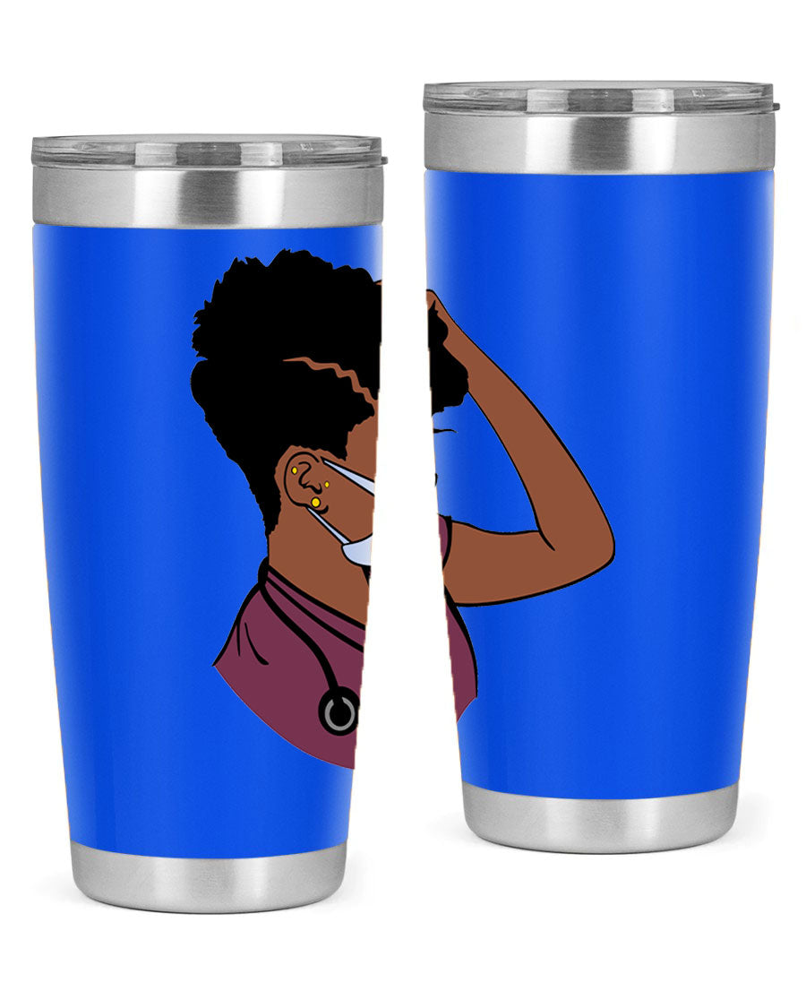 Black Nurse Tumbler featuring double wall vacuum stainless steel design, perfect for hot and cold beverages.