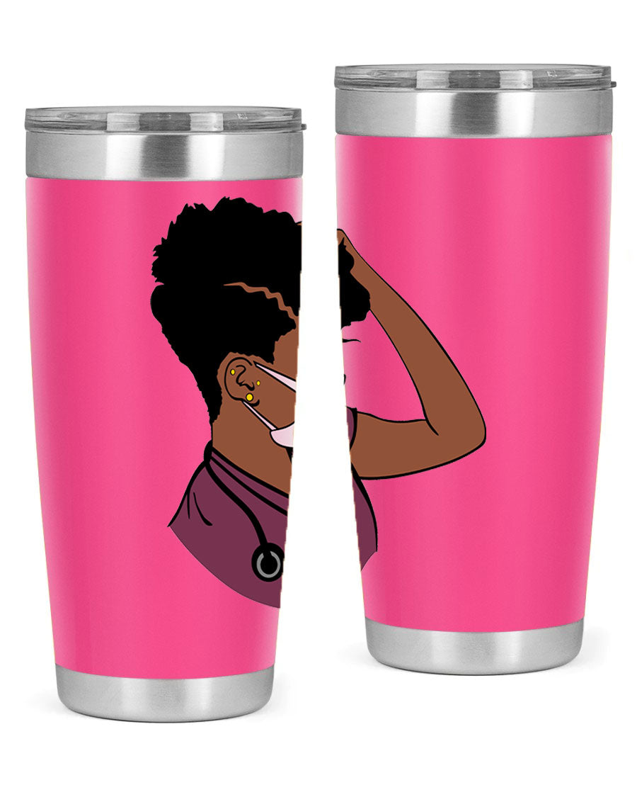 Black Nurse Tumbler featuring double wall vacuum stainless steel design, perfect for hot and cold beverages.