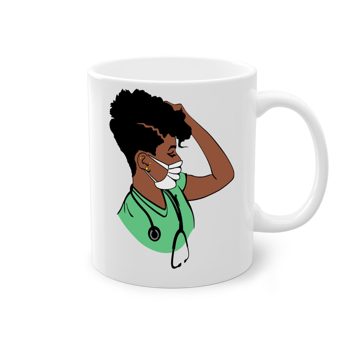Black Nurse 2# Mug featuring a glossy finish, colored handle, and interior, available in multiple colors and sizes.