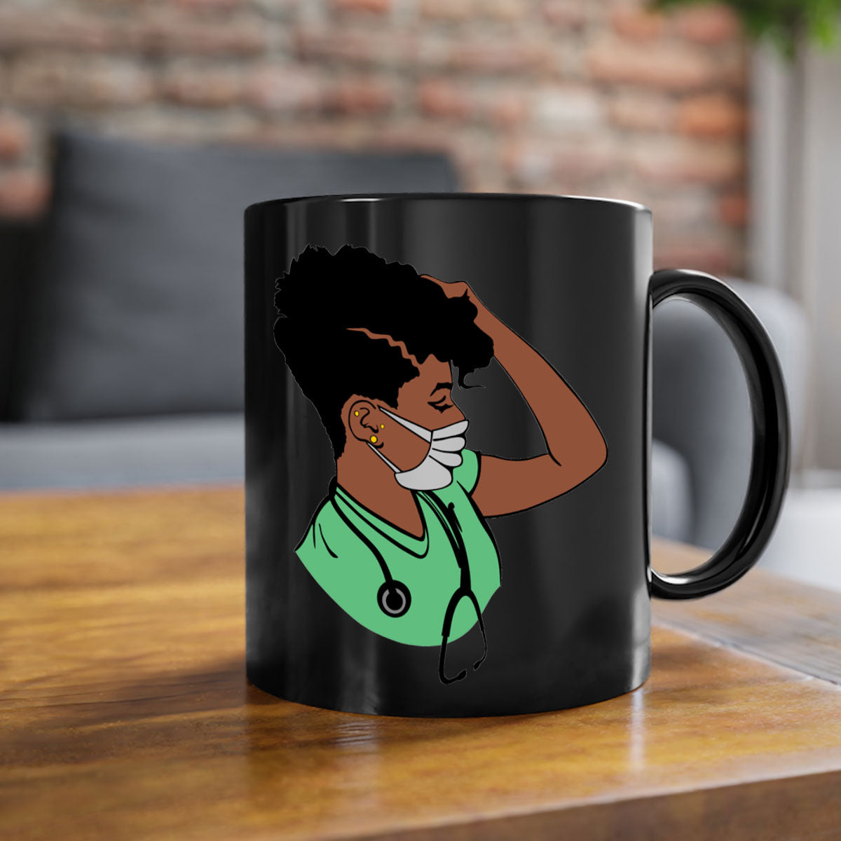 Black Nurse 2# Mug featuring a glossy finish, colored handle, and interior, available in multiple colors and sizes.