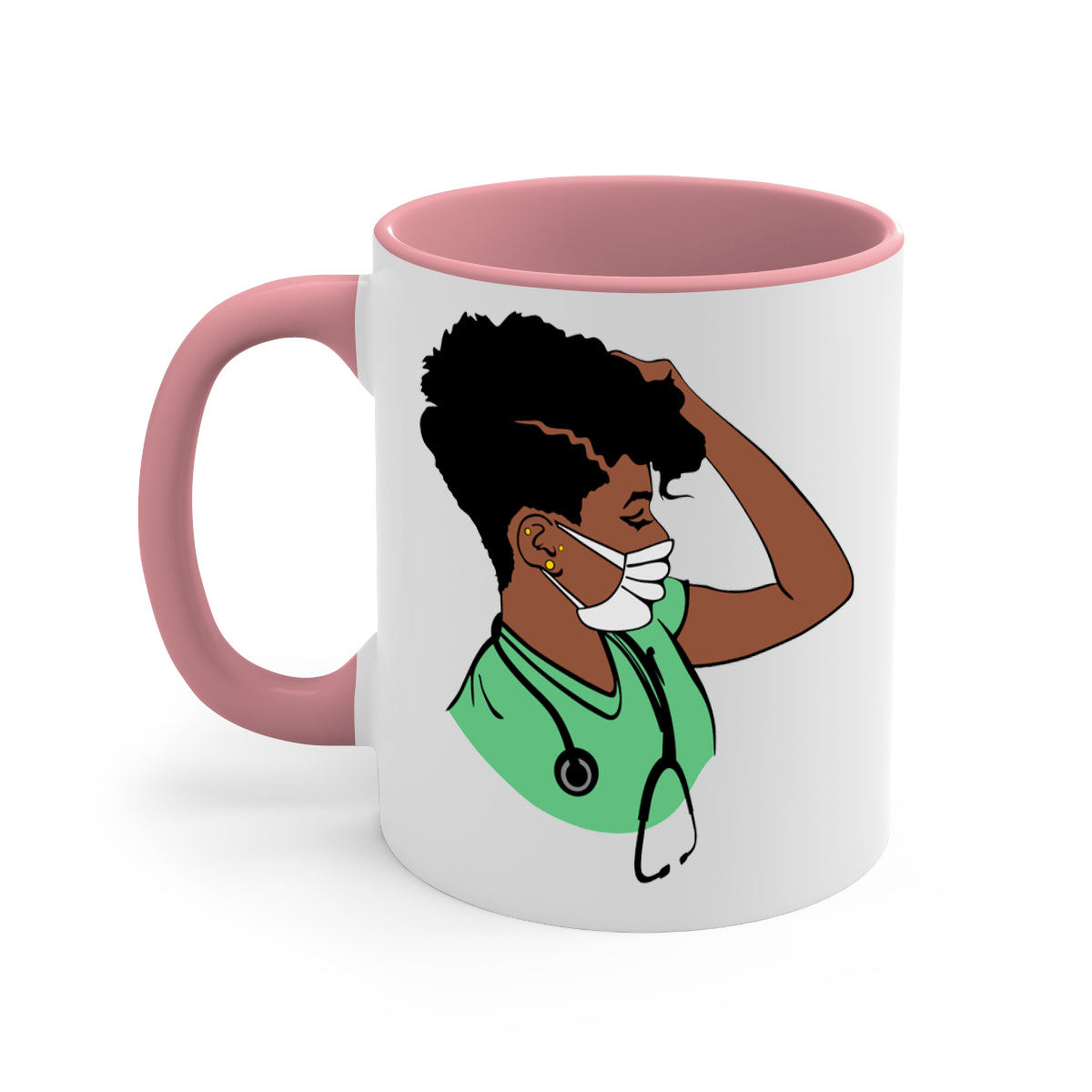 Black Nurse 2# Mug featuring a glossy finish, colored handle, and interior, available in multiple colors and sizes.