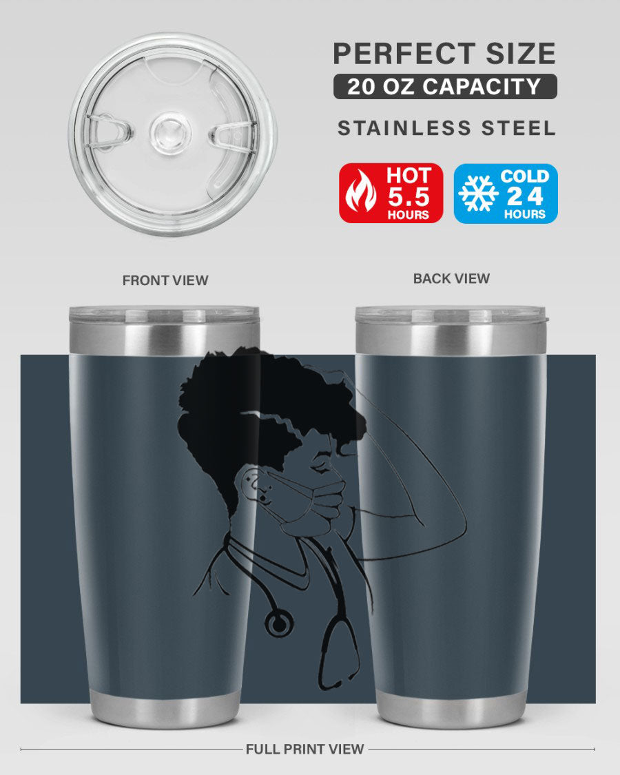 Black Nurse 3# Tumbler in stainless steel with a stylish design, perfect for keeping drinks hot or cold.
