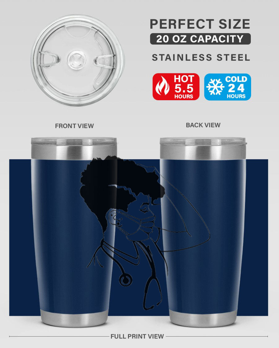 Black Nurse 3# Tumbler in stainless steel with a stylish design, perfect for keeping drinks hot or cold.