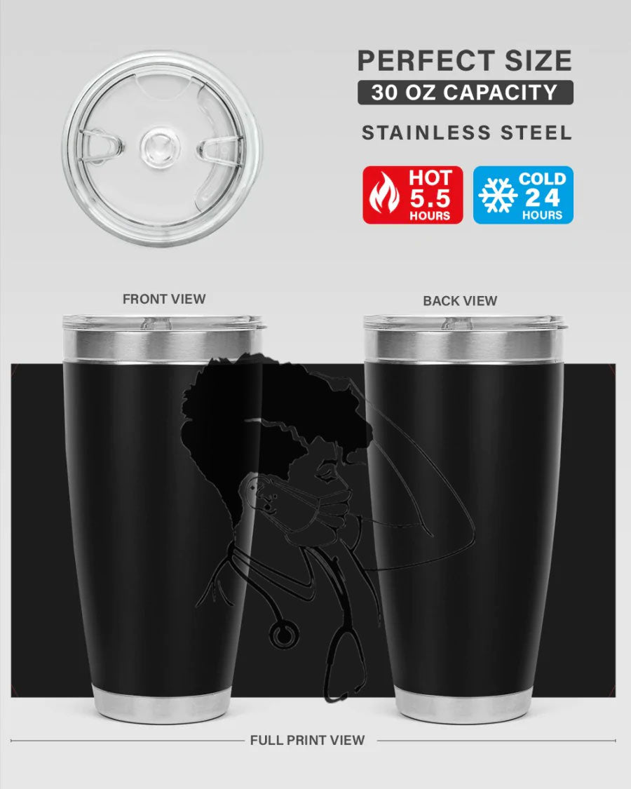 Black Nurse 3# Tumbler in stainless steel with a stylish design, perfect for keeping drinks hot or cold.