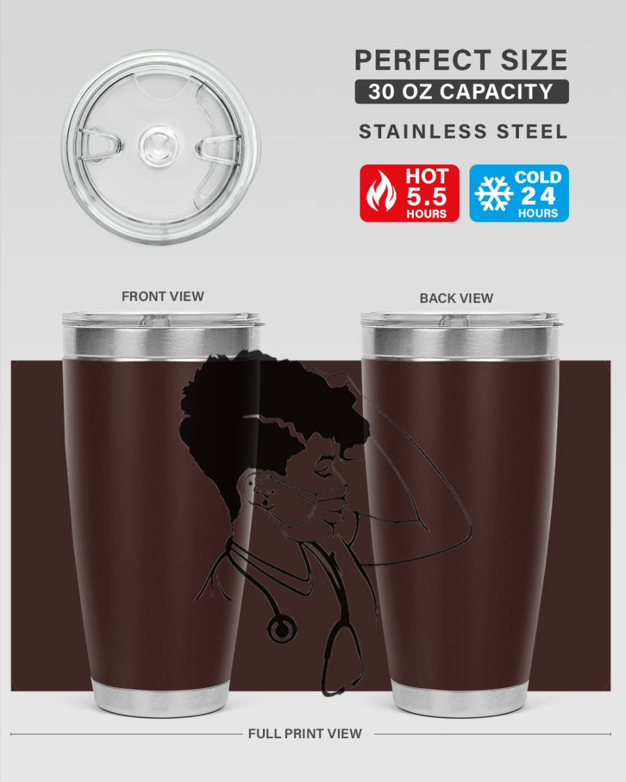 Black Nurse 3# Tumbler in stainless steel with a stylish design, perfect for keeping drinks hot or cold.