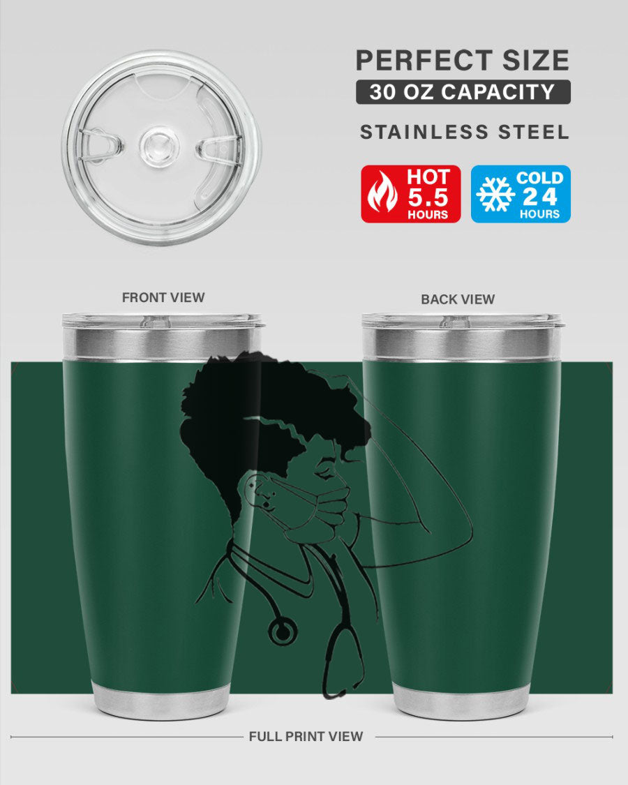 Black Nurse 3# Tumbler in stainless steel with a stylish design, perfect for keeping drinks hot or cold.