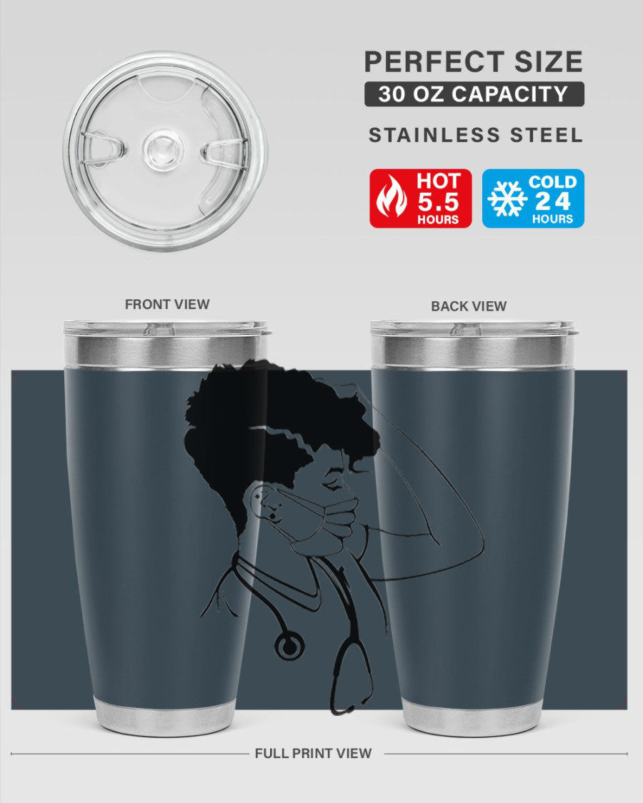 Black Nurse 3# Tumbler in stainless steel with a stylish design, perfect for keeping drinks hot or cold.