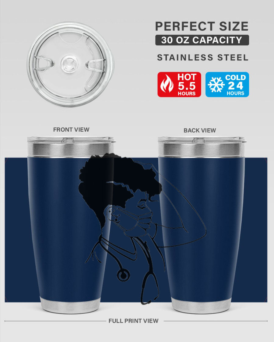 Black Nurse 3# Tumbler in stainless steel with a stylish design, perfect for keeping drinks hot or cold.