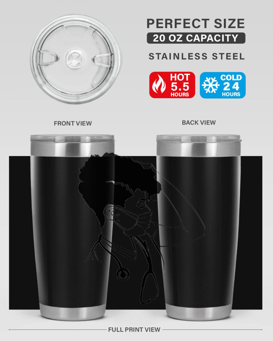 Black Nurse 3# Tumbler in stainless steel with a stylish design, perfect for keeping drinks hot or cold.