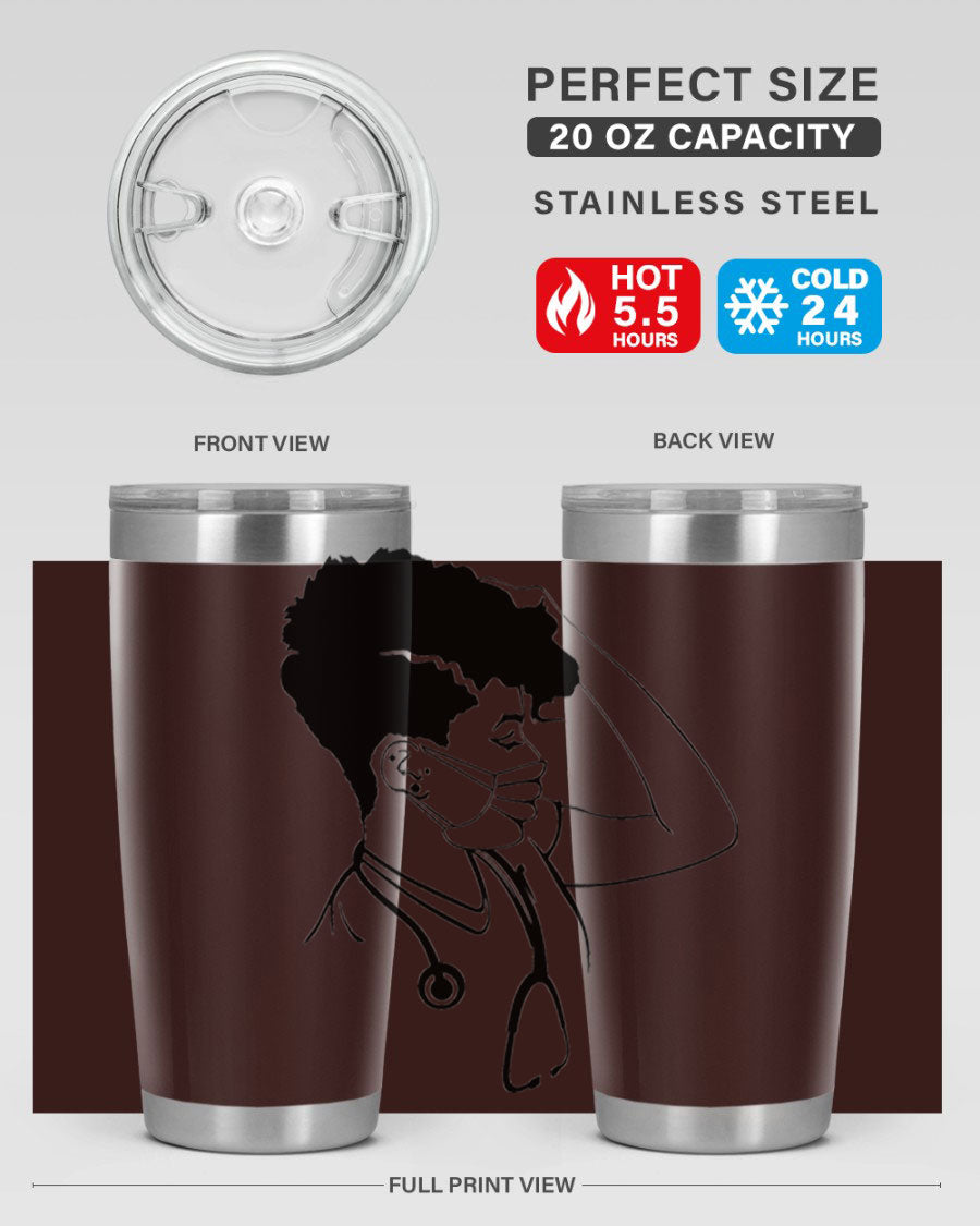 Black Nurse 3# Tumbler in stainless steel with a stylish design, perfect for keeping drinks hot or cold.