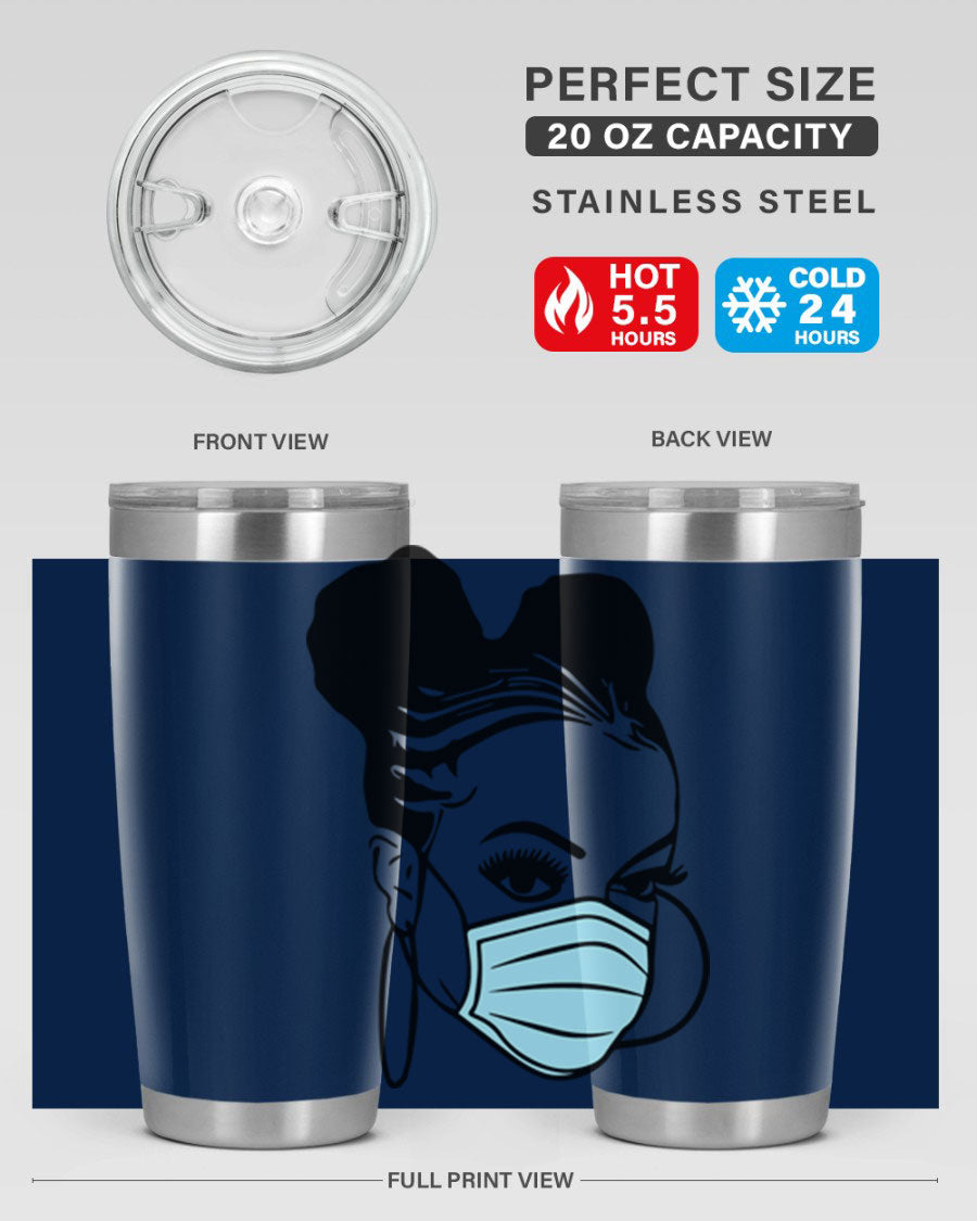 Black Nurse 20oz Tumbler made of stainless steel with a stylish design, perfect for hot and cold beverages.