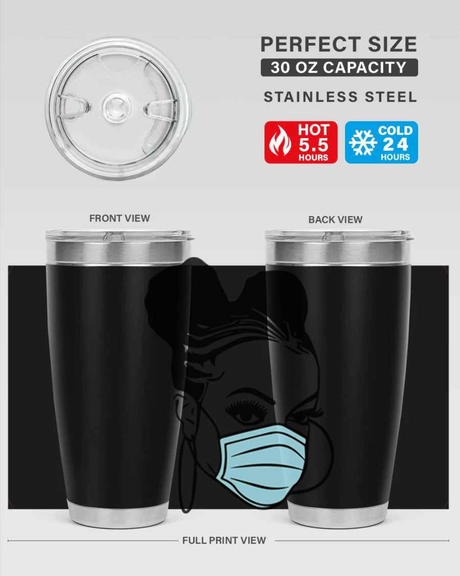 Black Nurse 20oz Tumbler made of stainless steel with a stylish design, perfect for hot and cold beverages.