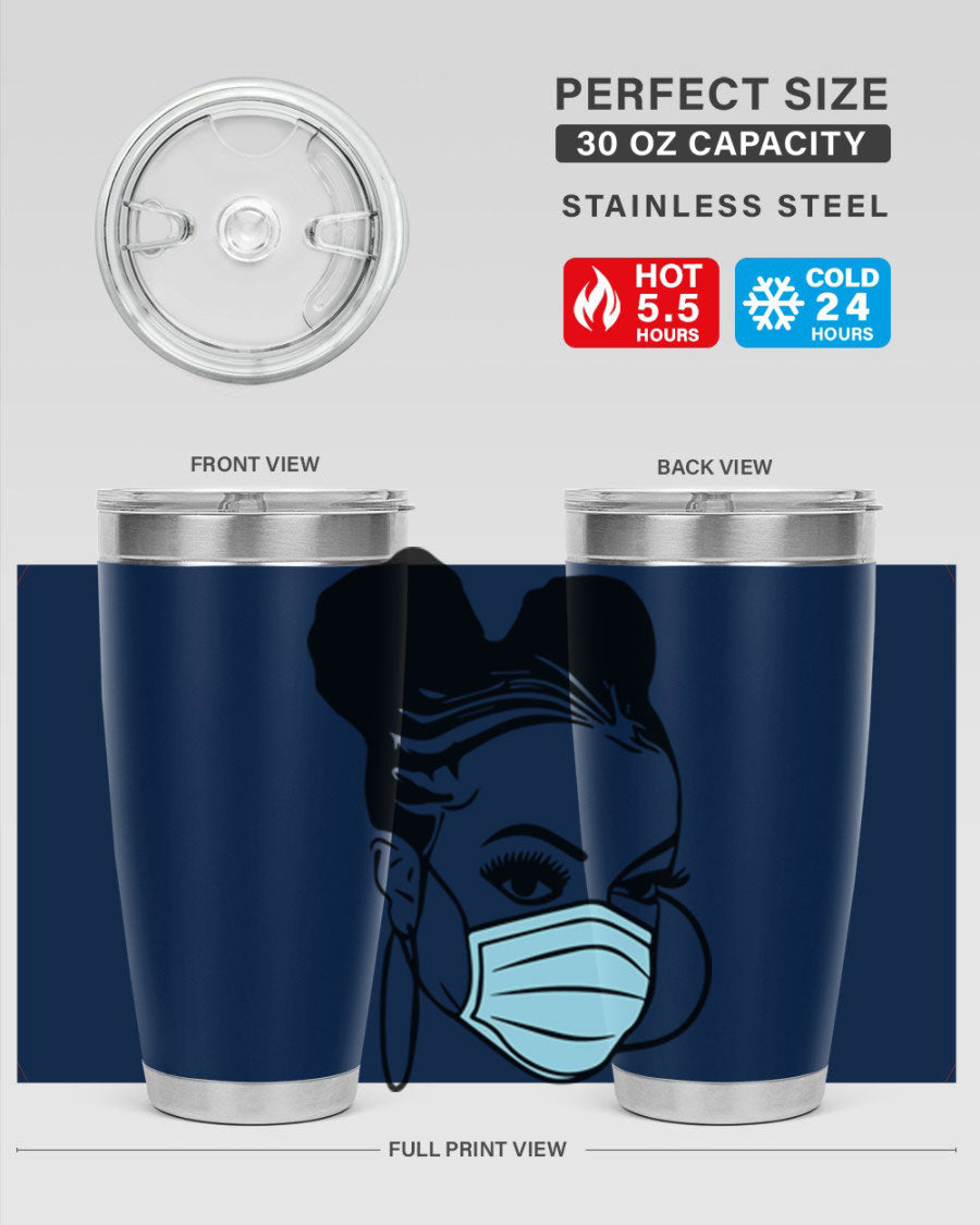 Black Nurse 20oz Tumbler made of stainless steel with a stylish design, perfect for hot and cold beverages.