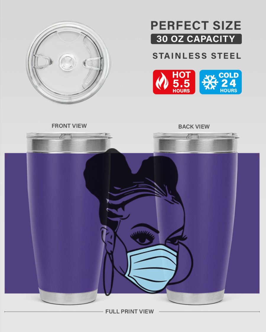 Black Nurse 20oz Tumbler made of stainless steel with a stylish design, perfect for hot and cold beverages.