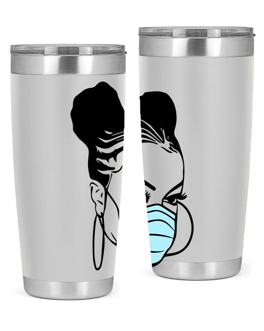 Black Nurse 20oz Tumbler made of stainless steel with a stylish design, perfect for hot and cold beverages.
