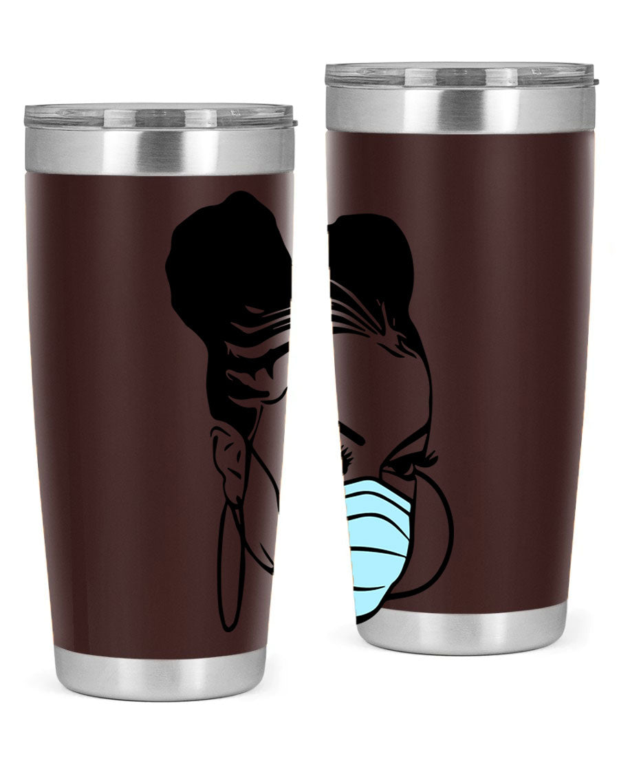 Black Nurse 20oz Tumbler made of stainless steel with a stylish design, perfect for hot and cold beverages.